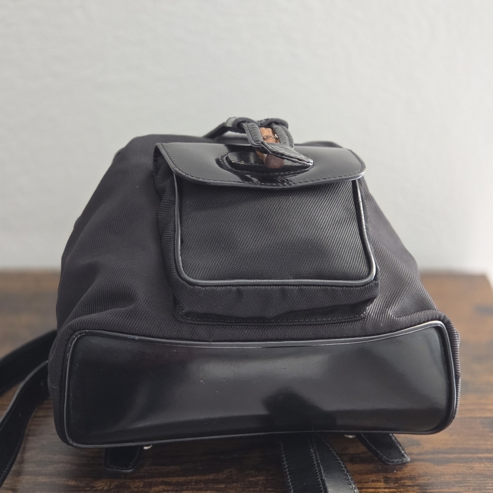 Gucci Vintage Bamboo Leather and Nylon Mini Backpack - Picture 6 of 15